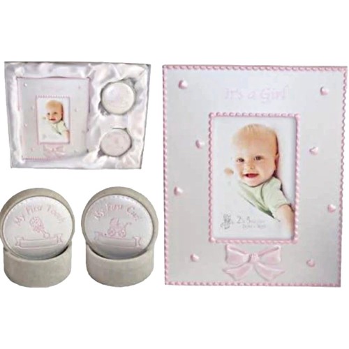 "It's A Girl" Picture Keepsake  - My First Curl Tooth - Gift Set