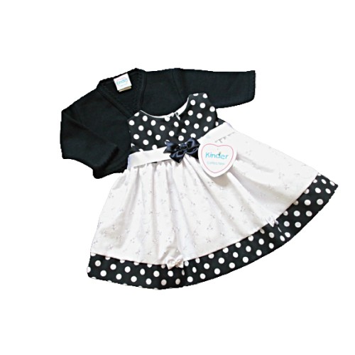 Spot Embroidered Sleeveless Dress and Navy Cardigan