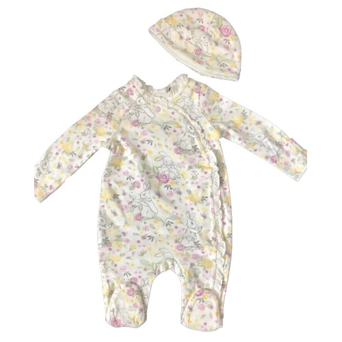 Peter Rabbit Girls Floral Sleepsuit & Hat