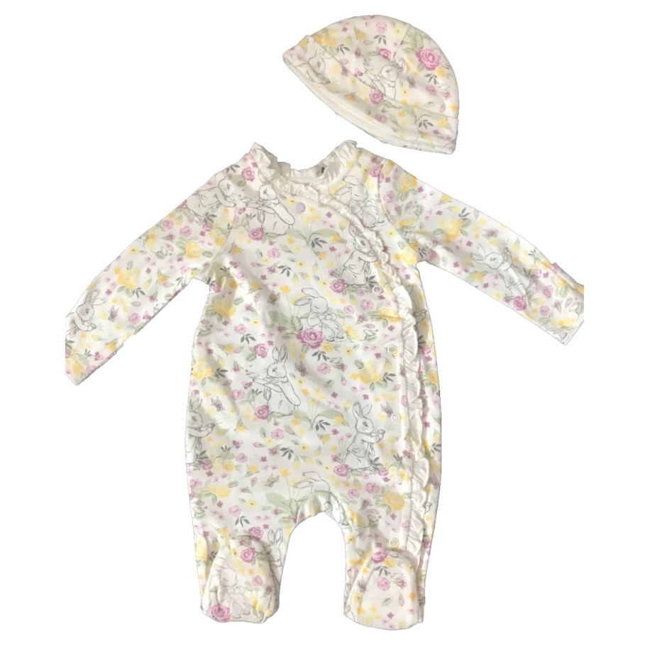 Peter Rabbit Girls Floral Sleepsuit & Hat