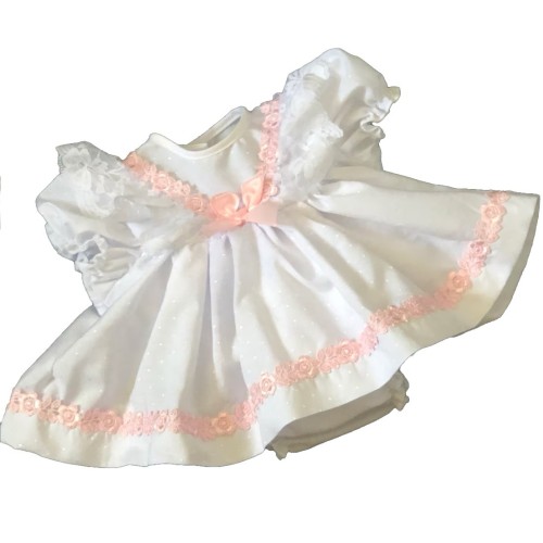 White Spot Lace Dress with Matching Knickers