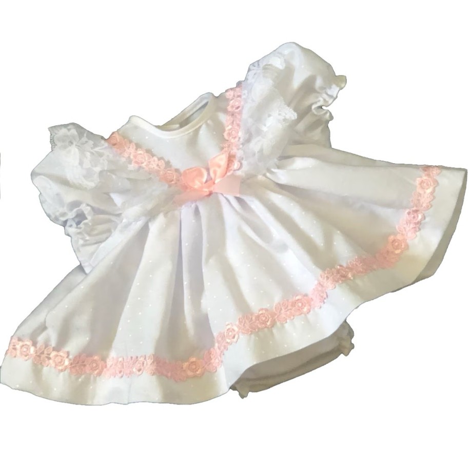 White Spot Lace Dress with Matching Knickers