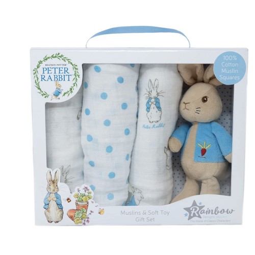 Peter Rabbit  Soft Toy And Muslins Gift Set