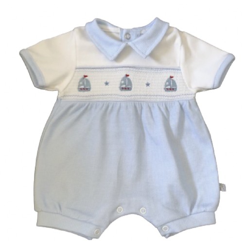 Sailor Smocked Blue Romper