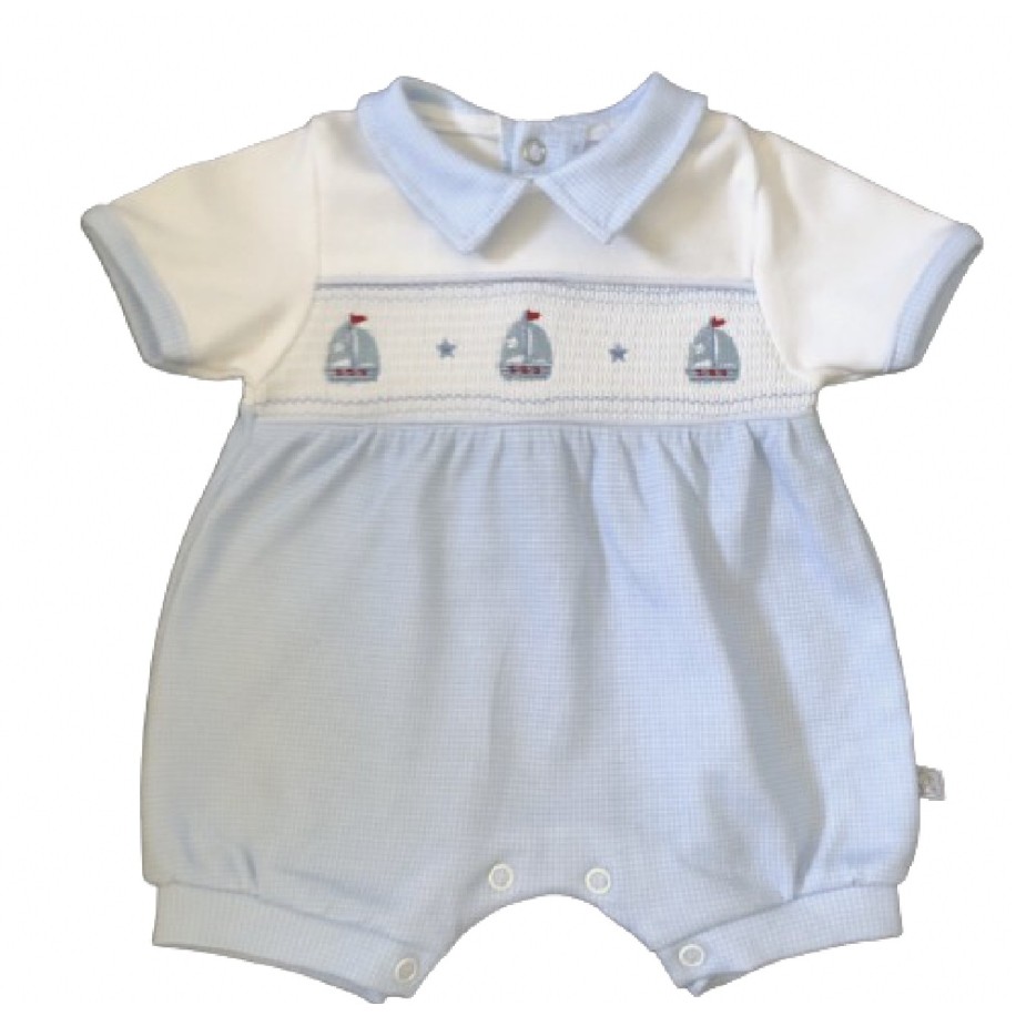 Sailor Smocked Blue Romper