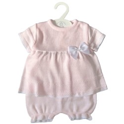 Pink Knitted 2 Piece Top & Bloomers Set