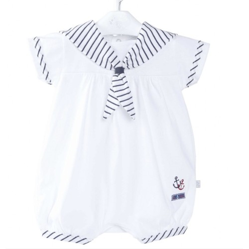 White Navy Luxury  Sailor Suit Romper
