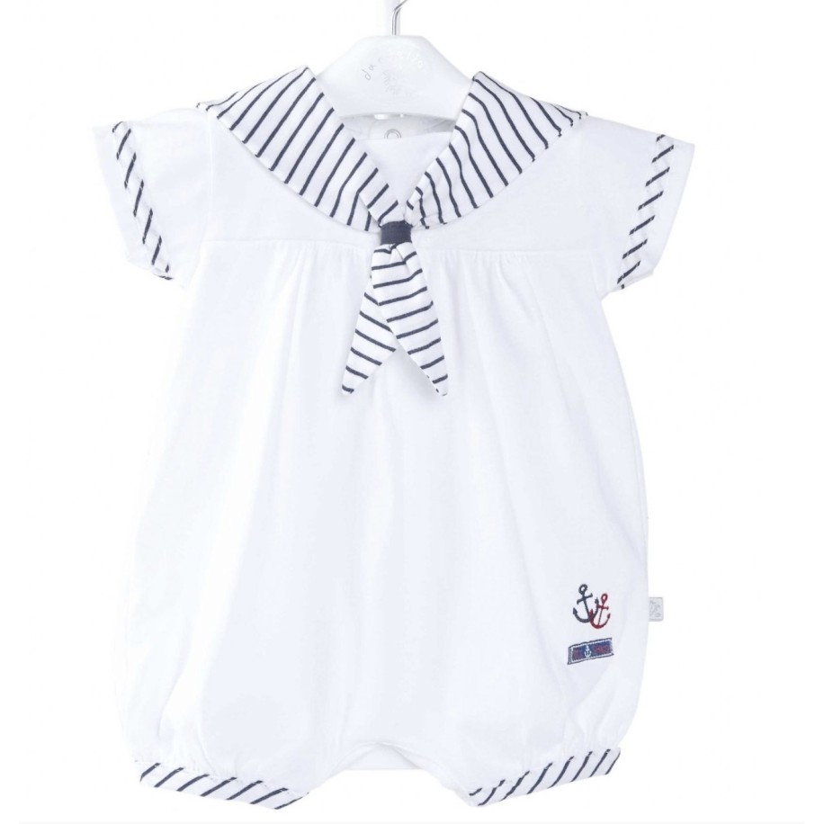 White Navy Luxury  Sailor Suit Romper