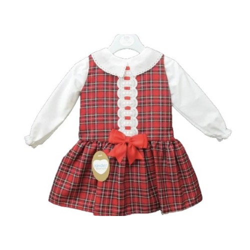 Spanish Style Red Tartan Dress with Blouse