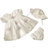 White Peter Rabbit Dress Knicker Hat Set