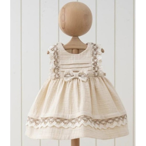 Lace detail Beige Dress