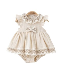 Beige Muslin Look Dress Set