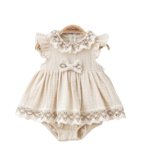 Beige Muslin Look Dress Set