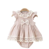 Woven Dress With Frill With Interlocking Knickers