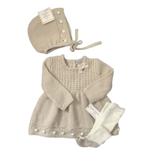 Beige Dress Hat Tights Set