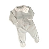 Grey Knitted Top And Trouser Set