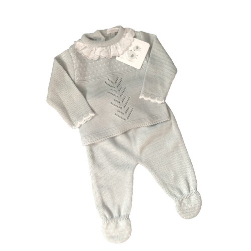 Grey Knitted Top And Trouser Set