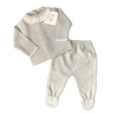 Grey Knitted Top And Trouser Set
