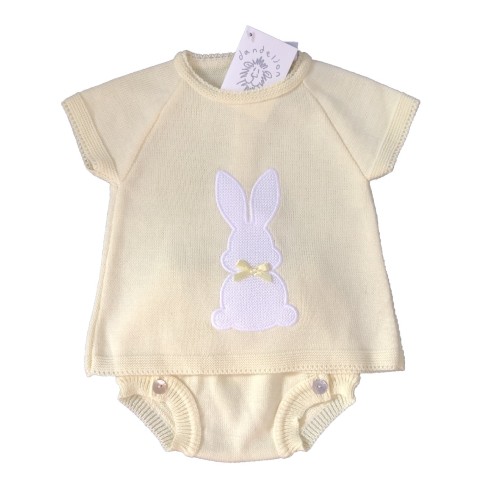 Lemon Knitted Bunny Top And Knicker Set