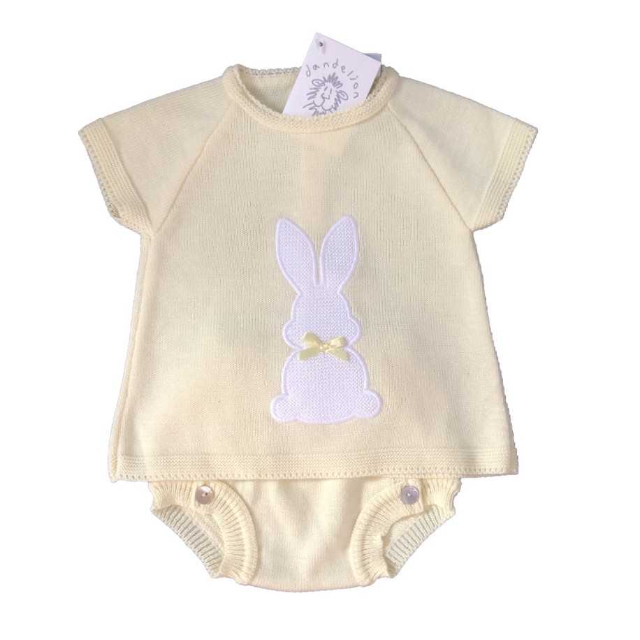 Lemon Knitted Bunny Top And Knicker Set