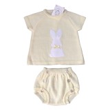 Lemon Knitted Bunny Top And Knicker Set
