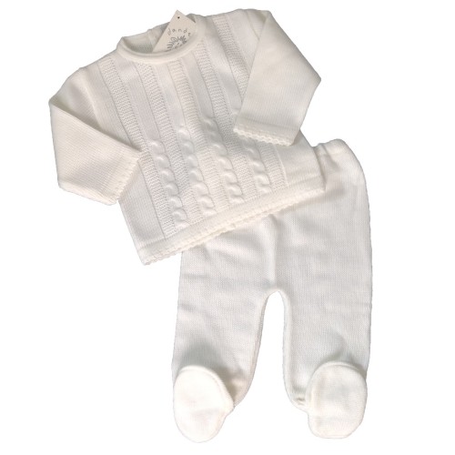 Knitted White Top And Trousers Set