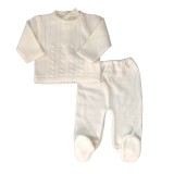 Knitted White Top And Trousers Set