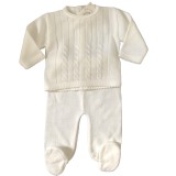 Knitted White Top And Trousers Set