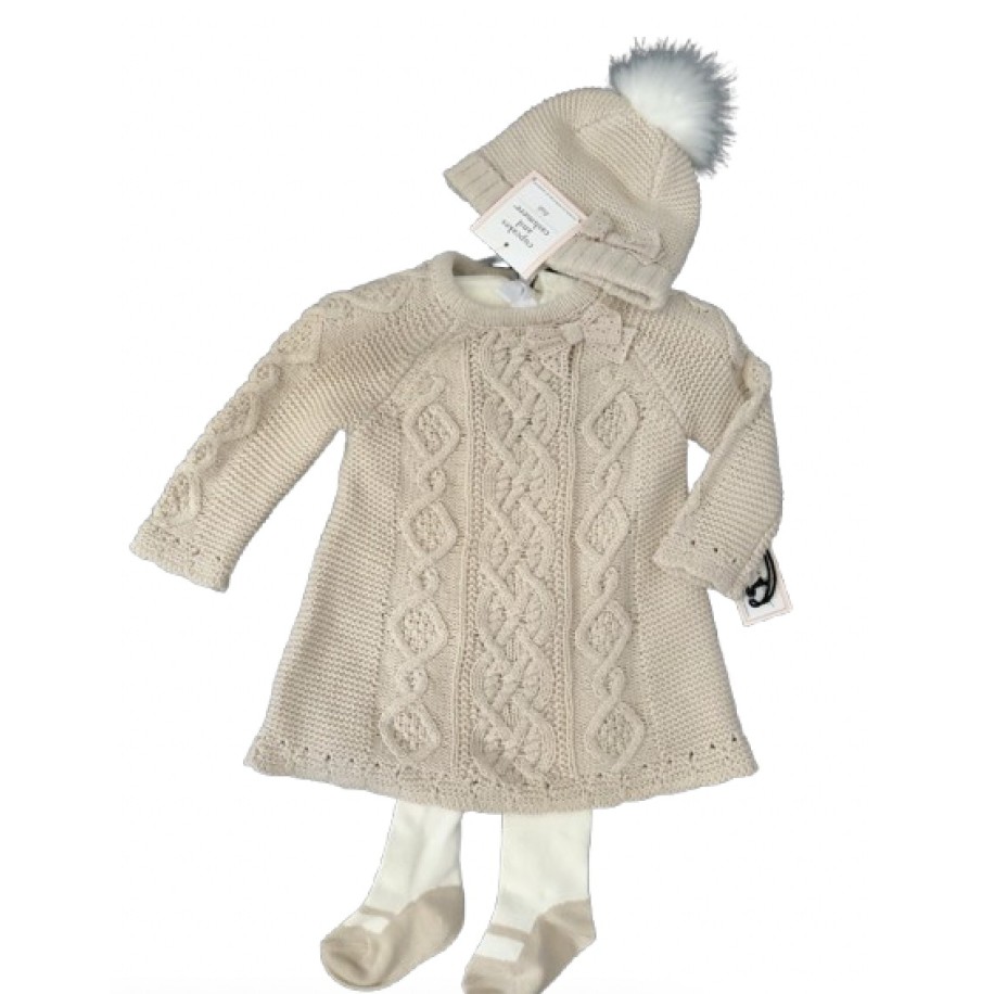 Beige Knitted Dress Hat and Tights