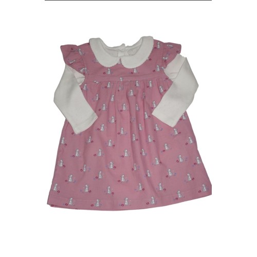 Pink Pattern Pinafore Dress