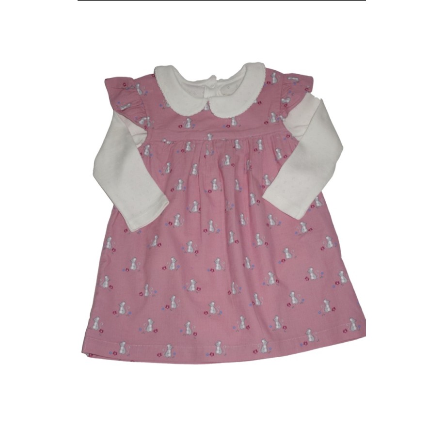 Pink Pattern Pinafore Dress