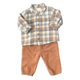 Check Shirt And Cord Dungarees