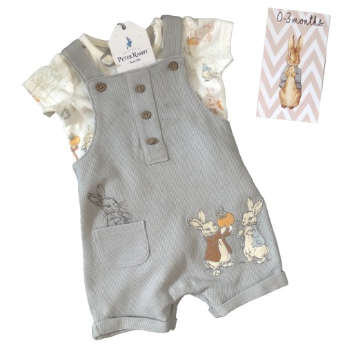 Peter Rabbit Grey Dungarees Set