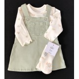 Green Dress Cream Top And Tights