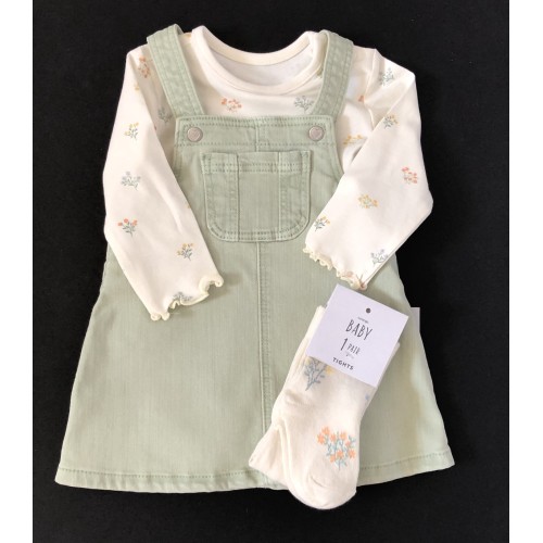 Green Dress Cream Top And Tights