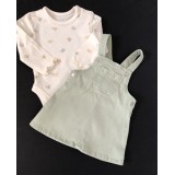 Green Dress Cream Top And Tights