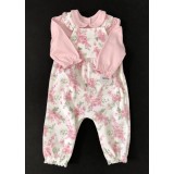 Pink Floral Dungarees Set