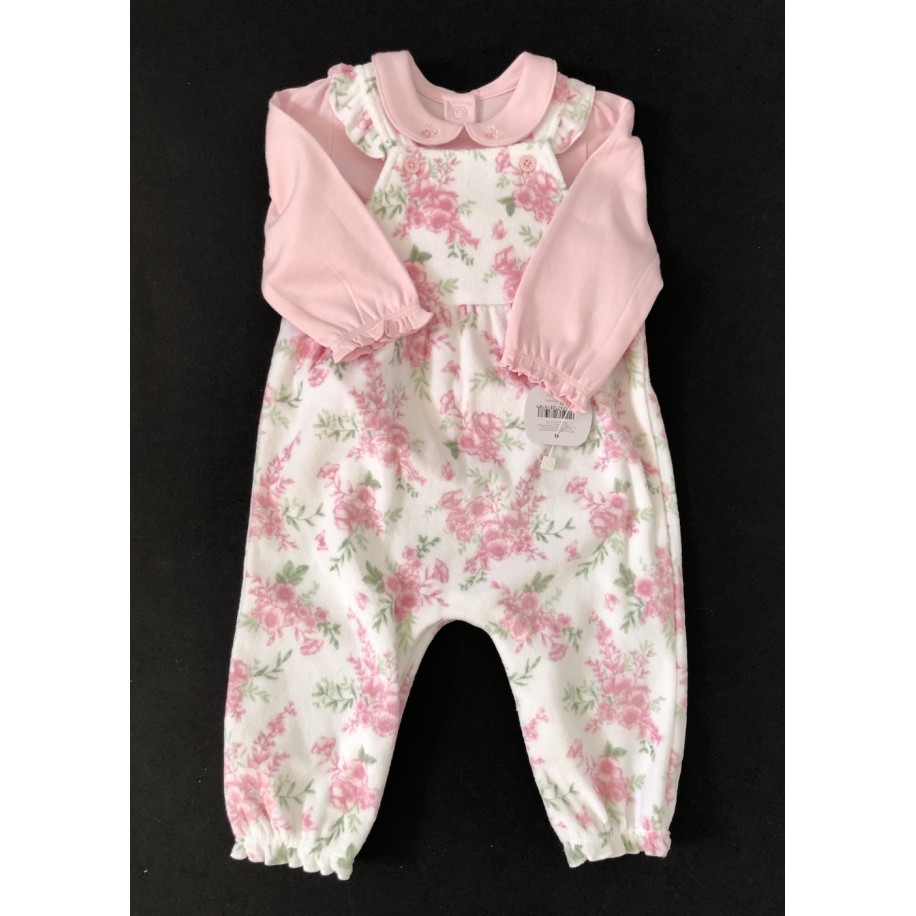 Pink Floral Dungarees Set