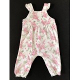 Pink Floral Dungarees Set