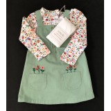 Green Dress Floral Top And Tights 9/12 Months