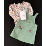 Green Dress Floral Top And Tights 9/12 Months
