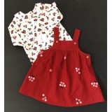 Red Floral Pinafore Dress Set