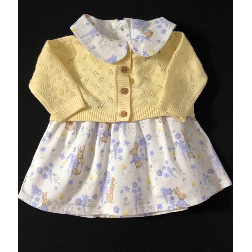 Girls Peter Rabbit Dress And Cardigan Set