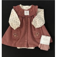 Pinafore Dress Top And Tights Set