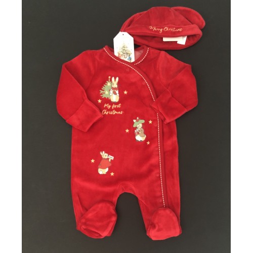 Peter Rabbit My First Christmas Sleepsuit And Hat