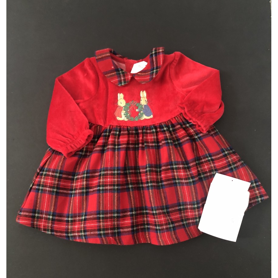 Peter Rabbit Red Tartan Dress With Tights