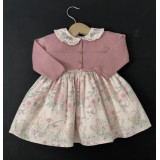 Pink Flower Dress And Cardigan