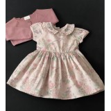 Pink Flower Dress And Cardigan