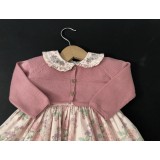Pink Flower Dress And Cardigan